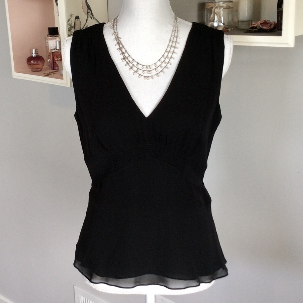 ANN TAYLOR CLASSIC silk sleeveless tie-back blouse